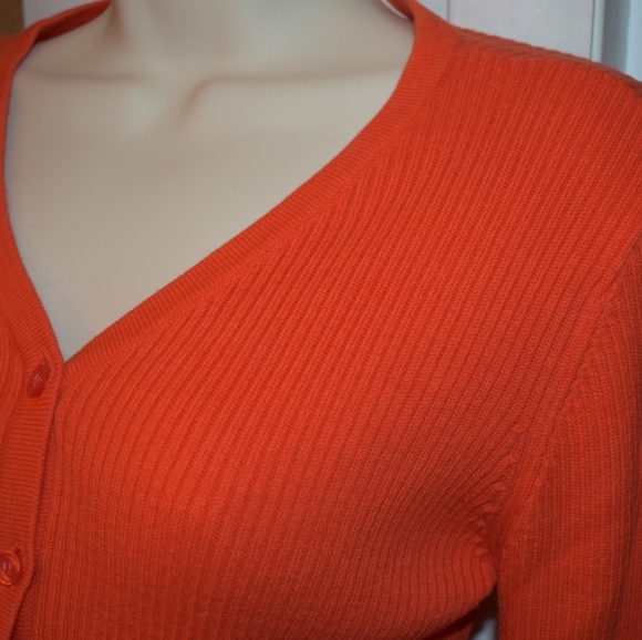 Copper Key Button Front Cardigan Sweater Orange S - Picture 4 of 5